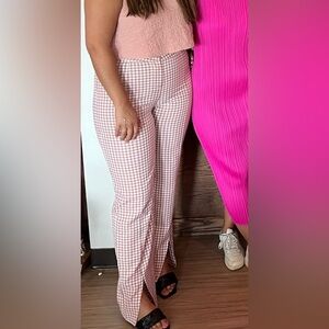 Pink and white checkered pants